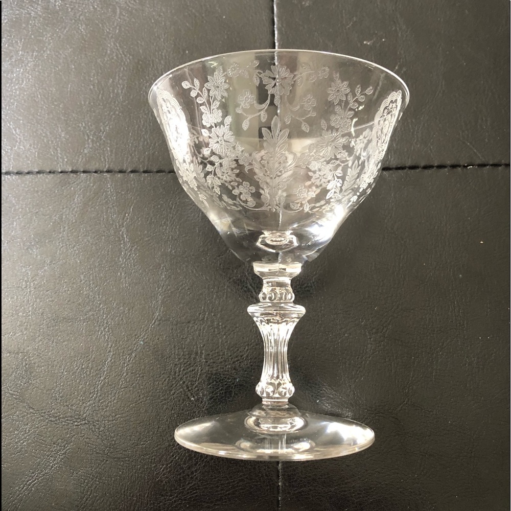 HAND ETCHED VINTAGE WINE GLASES FROM THE 1940’s